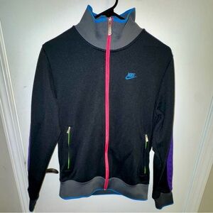 Nike Black Track Jacket with Blue/Purple/Pink Accents
